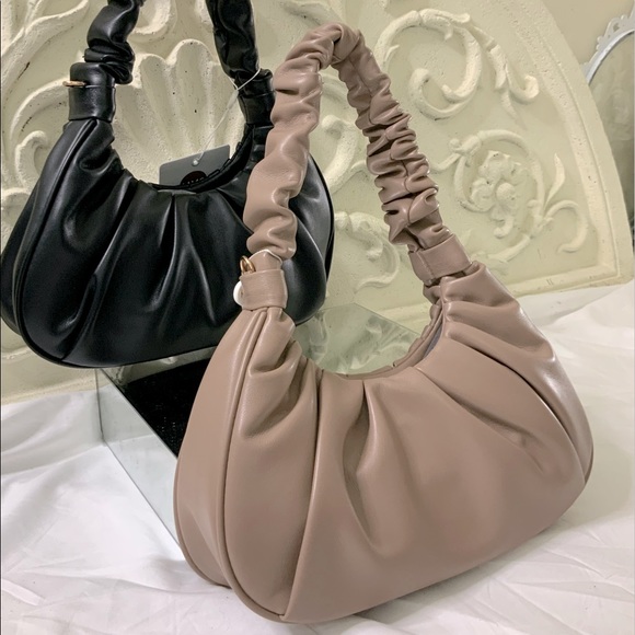 Taupe Ruched Mini Handbag NWT - Picture 5 of 10